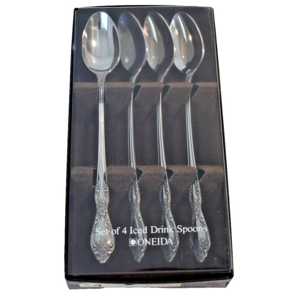 Oneida Galveston Distinction HH Stainless Flatware Set of 4 Tall  Drink Spoons